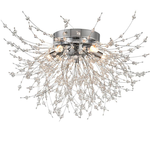 Modern Crystal Sputnik Ceiling Light 5-Light Firework Chrome